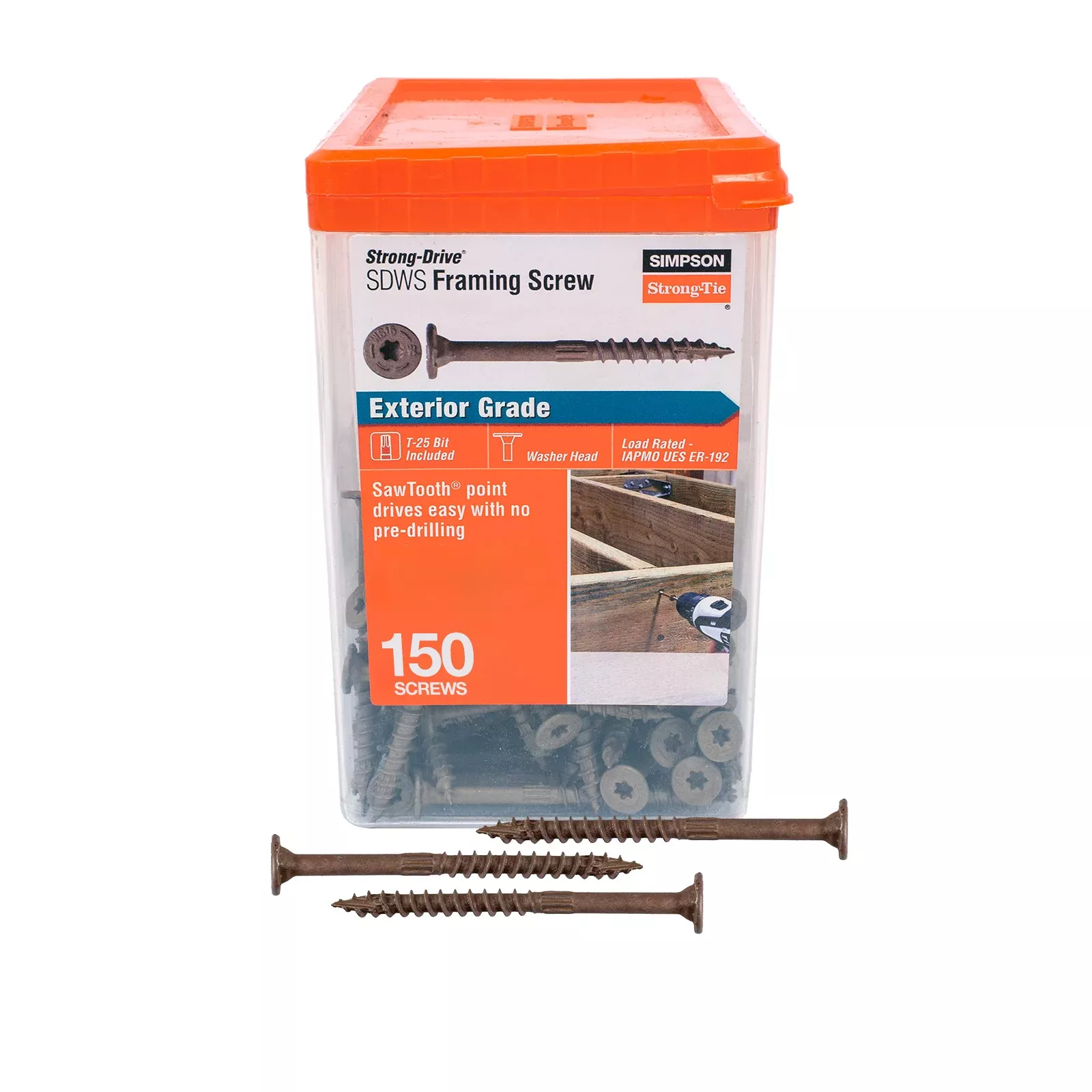 0.160" x 3" Strong-Tie SDWS16300QR150 Framing Screw, Quik Guard Coating, Pkg 150