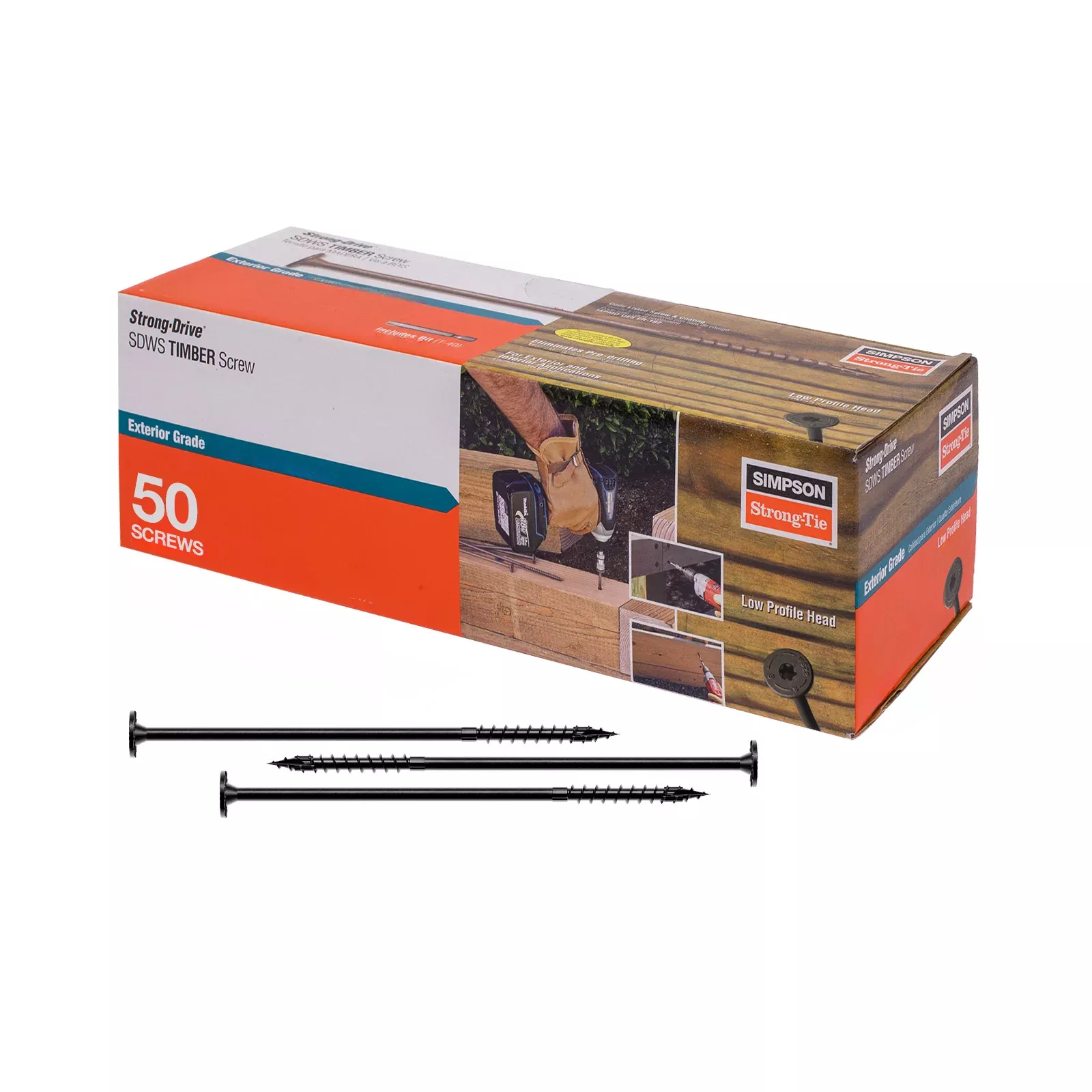 0.220" x 8" Strong-Tie SDWS22800DBB-R50Timber Screw - Double Barrier Coating, Black | Qty. 50