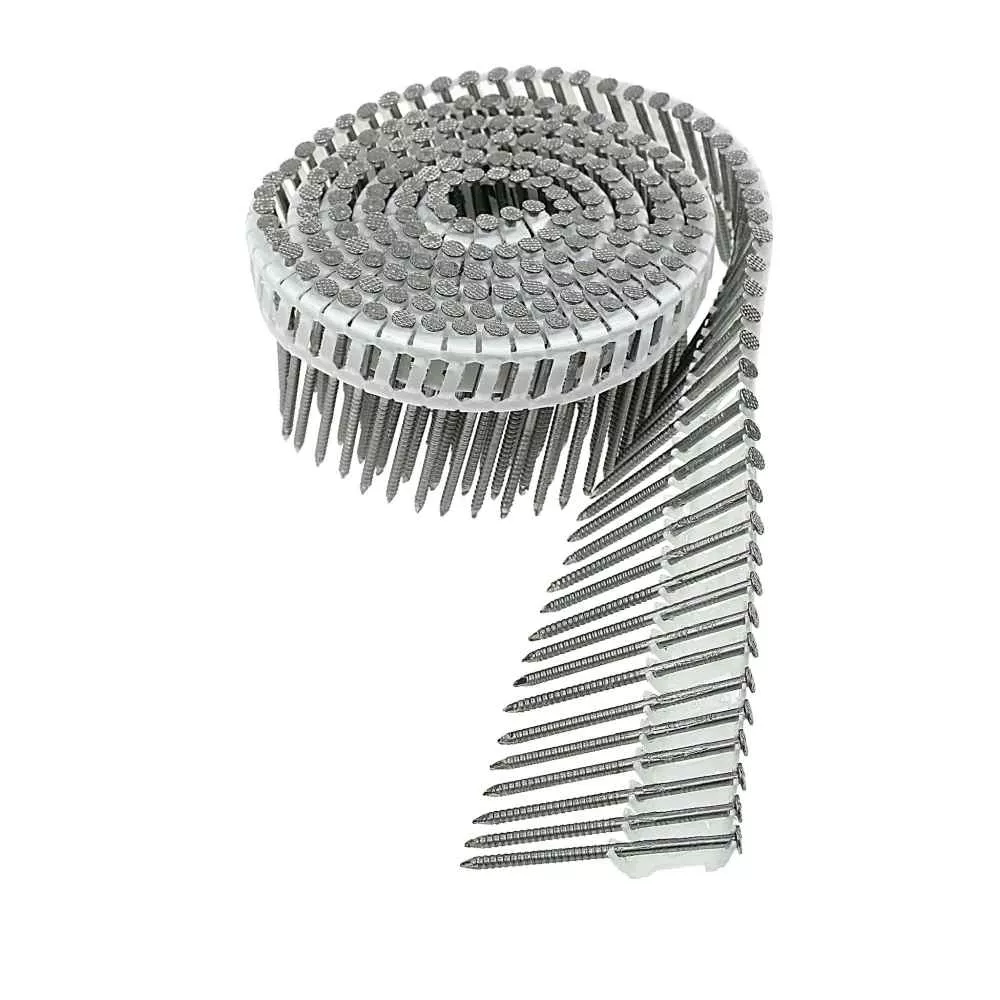 .092" x 2" 15 Degree Plastic Coil Ring Shank Nail - 316 Stainless Steel, Pkg 3200