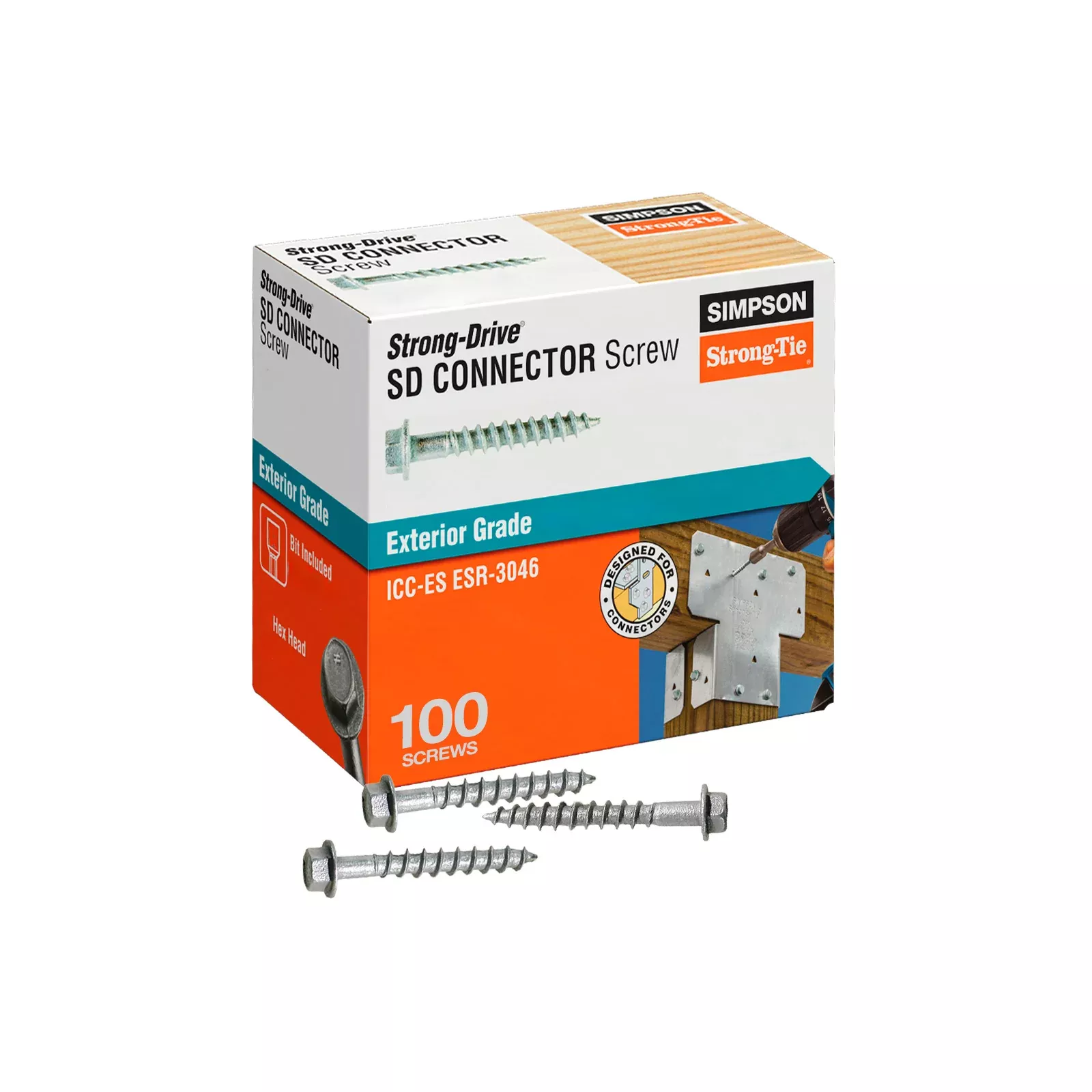 #10 x 1-1/2" Strong-Tie SD10112R100 Connector Screw - Class 55 Galvanized, Pkg 100