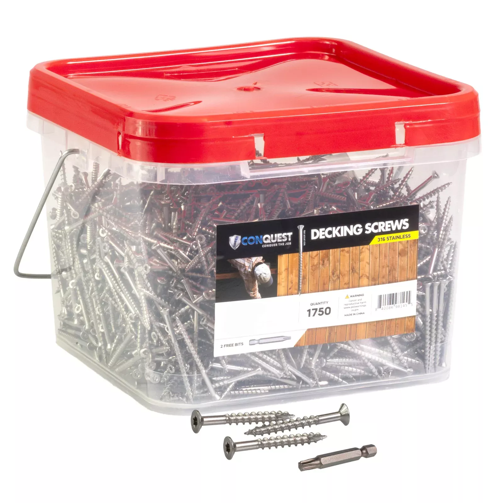 #10 x 2" Conquest T25 Bugle Head Deck Screws - 316 Stainless Steel, Pkg. 1,750