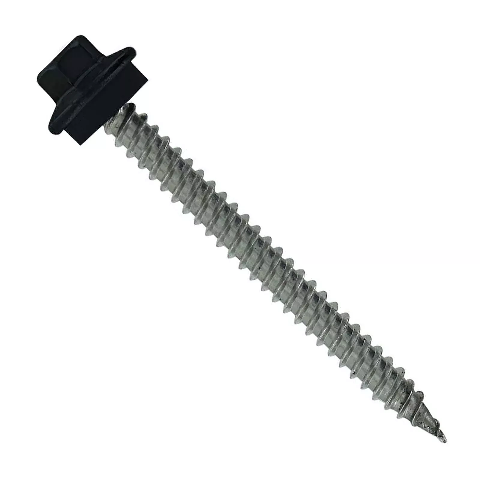 #10 x 2" SS Woodbinder Metal Roofing Screw - Black, Pkg 250
