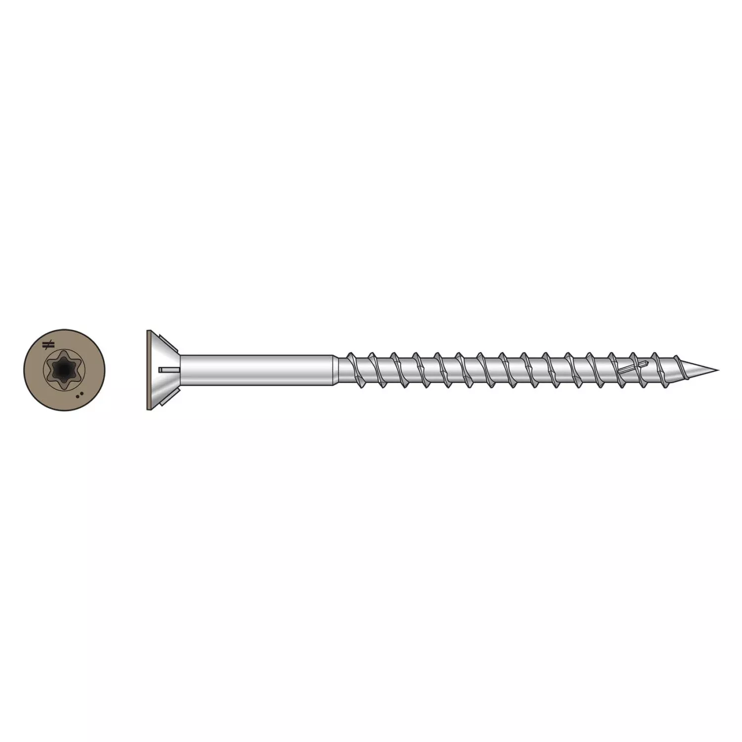 #10 x 3" Simpson Strong-Tie DWP T25 Flat Head Wood Screw - 305 Stainless, Brown 05, Pkg. 1,750