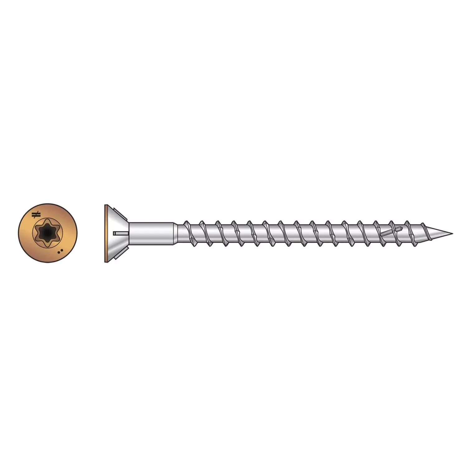 #10 x 3" Simpson Strong-Tie DWP T25 Flat Head Wood Screw - 305 Stainless, Tan 01, Pkg. 350