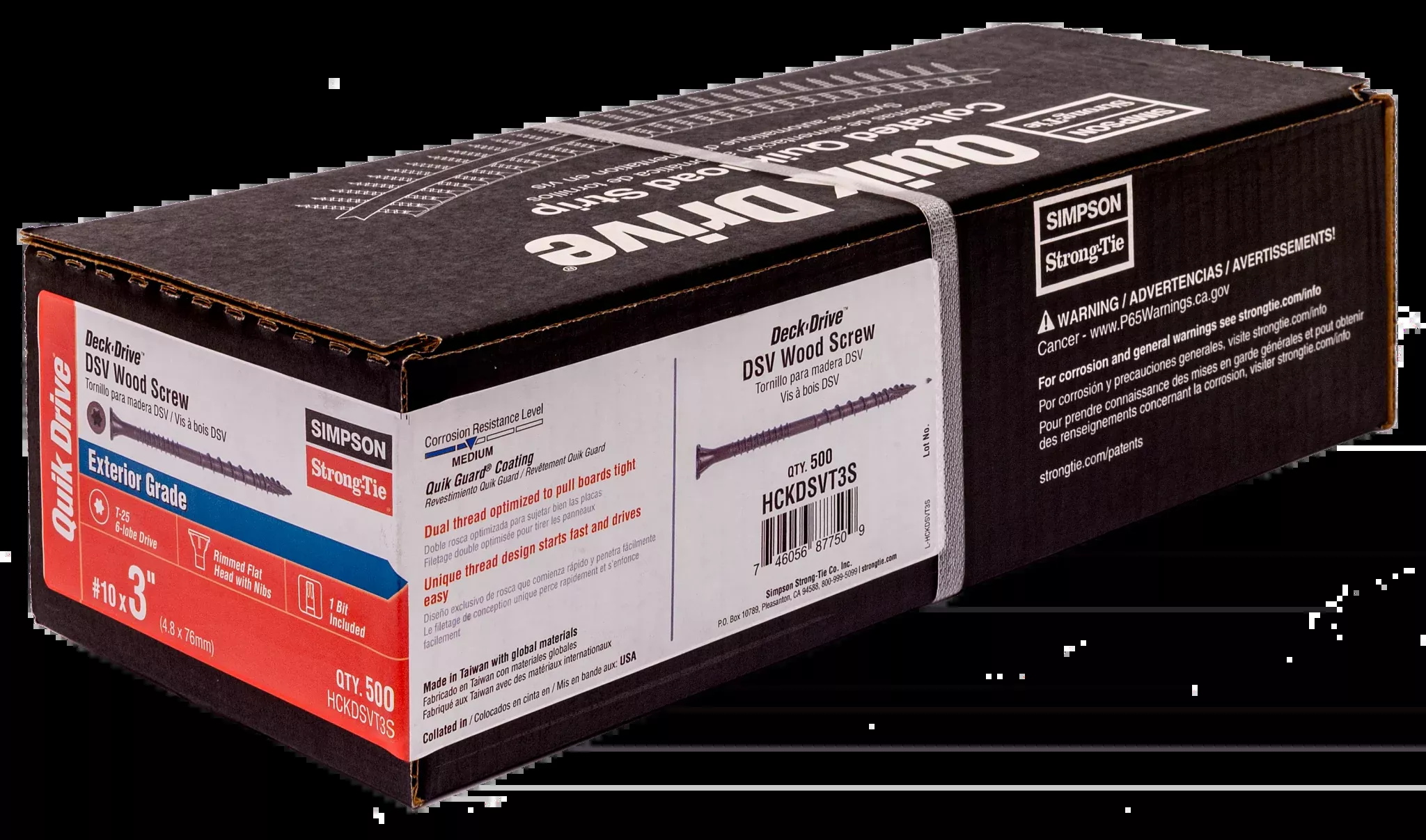 #10 x 3" Simpson Strong-Tie Quik Drive DSV Collated Wood Screws - Quik Guard Coating, Red, Pkg. 1,000