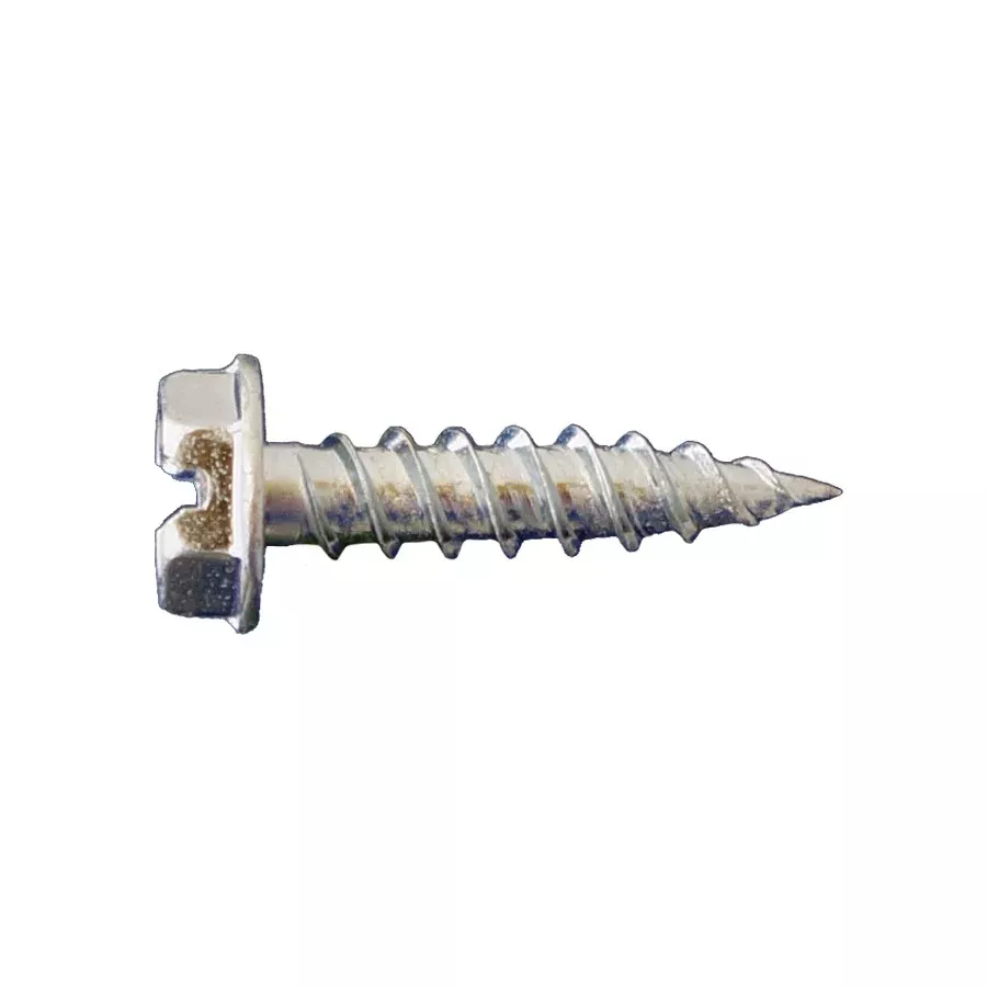 #12 x 1-1/2" Slotted Hex Needle Point Sheet Metal Screw - Zinc, Pkg 3000