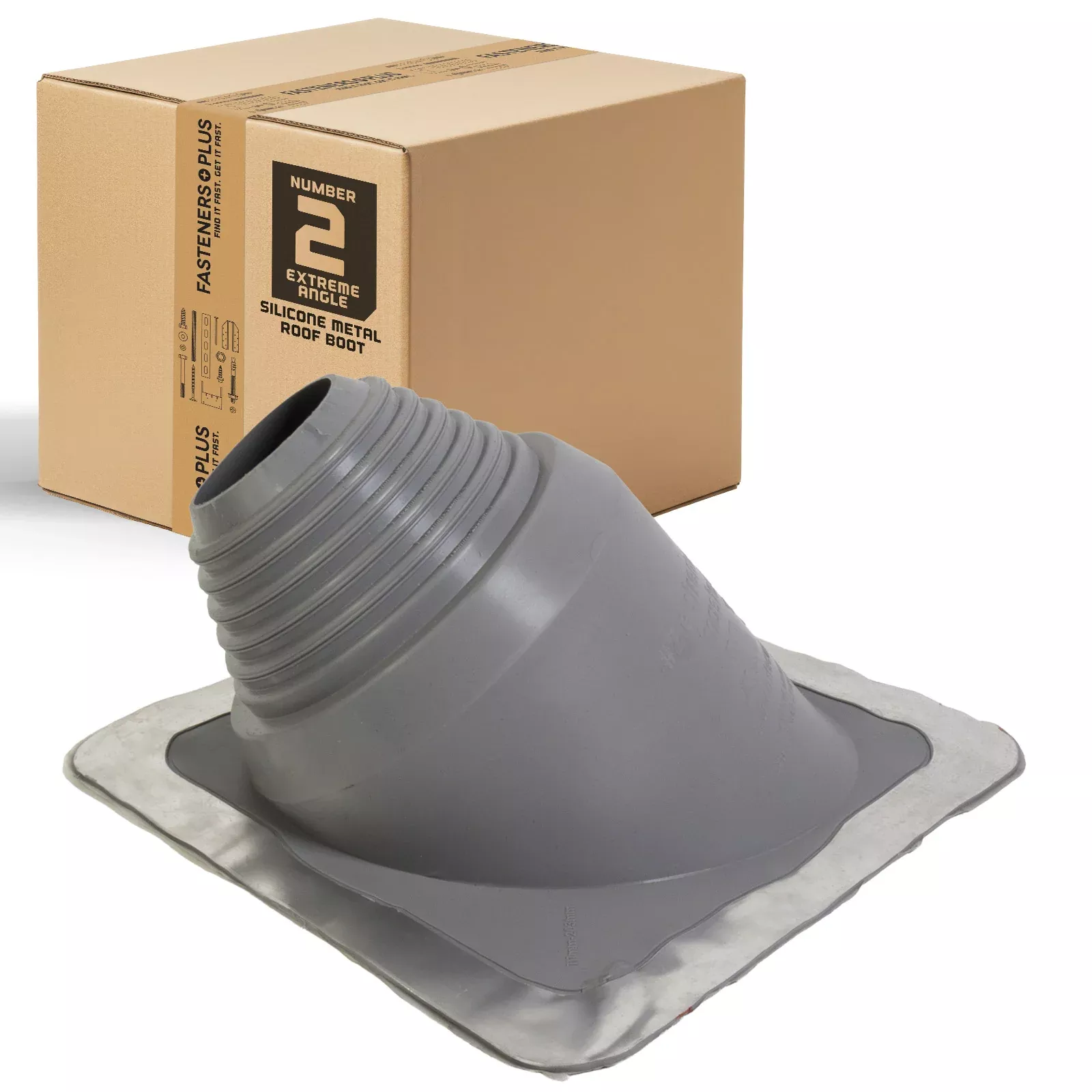 #2 Roofjack Extreme Angle Silicone Pipe Flashing Boot for Metal Roof, Gray