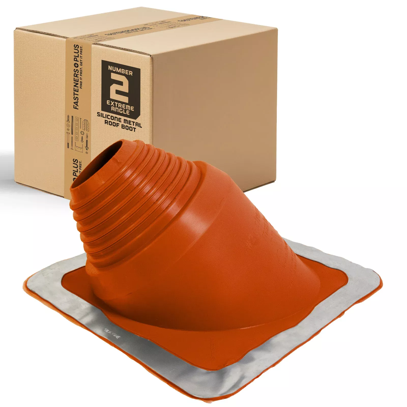 #2 Roofjack Extreme Angle Silicone Pipe Flashing Boot for Metal Roof, Red