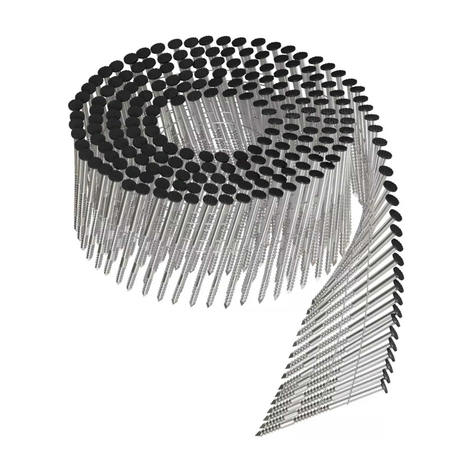 2" X .092" Painted Wire Coil Ring Shank Siding Nails - 316 Stainless Steel, Black Paint, Pkg 1800