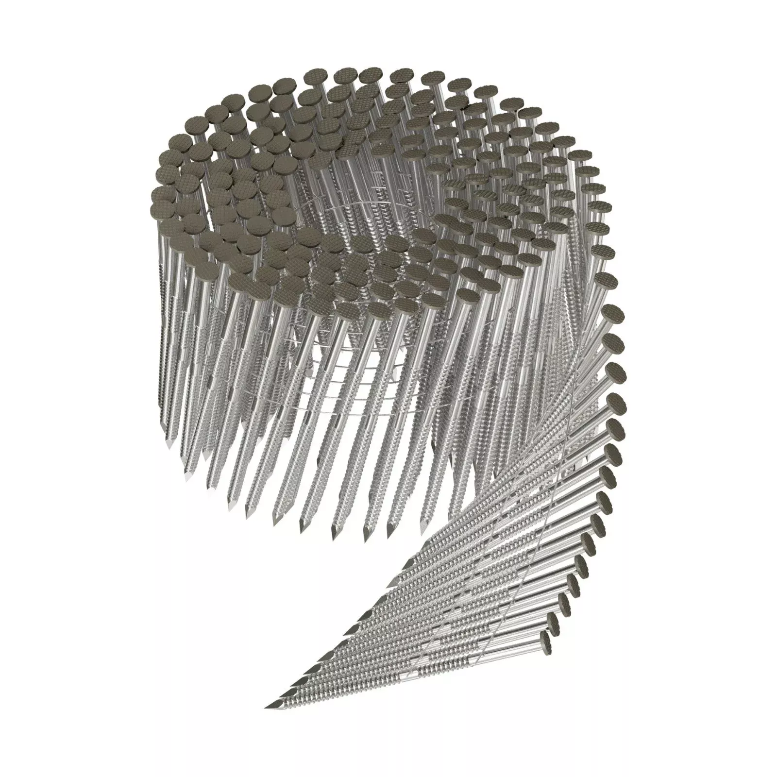 3" 11 Gauge 15° Wire Coil, Painted Full Round Head, Ring-Shank Nail - Gray, Pkg 1800