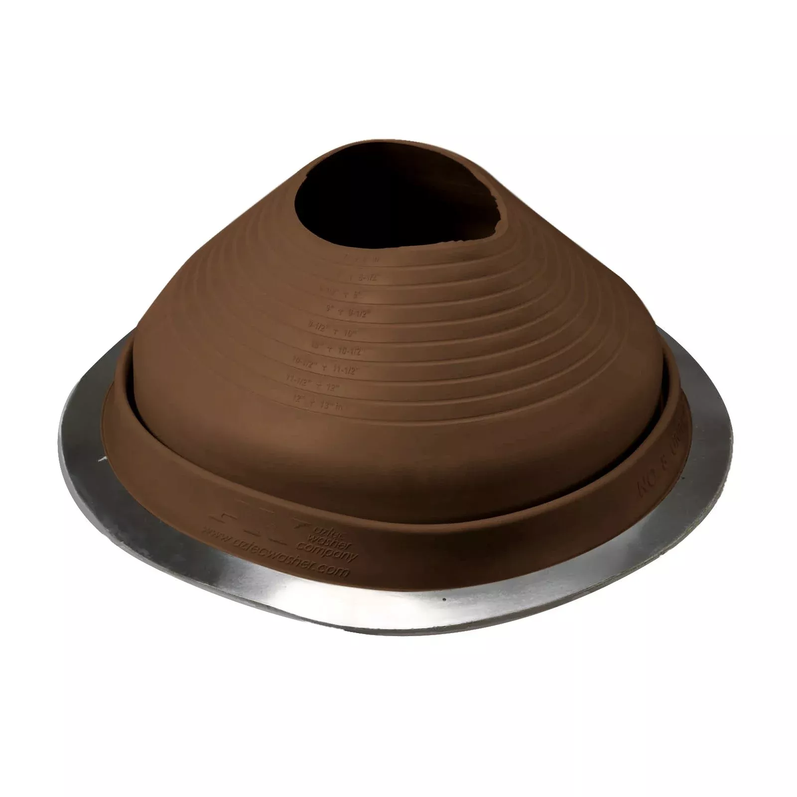 #8 Roofjack Round EPDM Pipe Flashing Boot for Metal Roof, Brown
