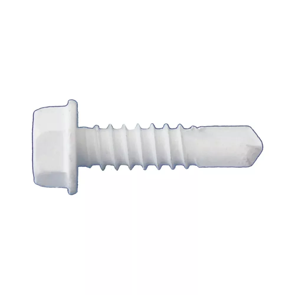 #8 x 1/2" Self-Drilling Metal Screw, Hex Head - White Dagger-Guard, Pkg 10000
