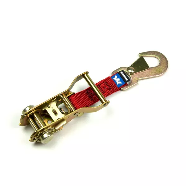 Replacement 1" Sewn Fixed End with Ratchet, Flat Snap Hook - Red