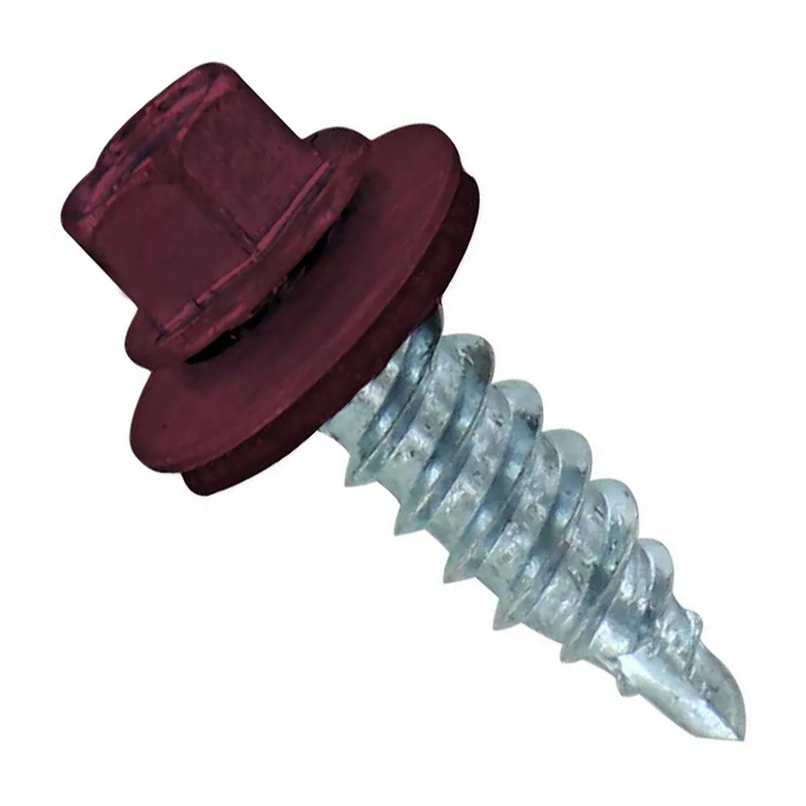 ST Fastening #12 X 3/4" Kwikseal Woodbinder Pole Barn Stitch Screw, Burgundy, Pkg 250