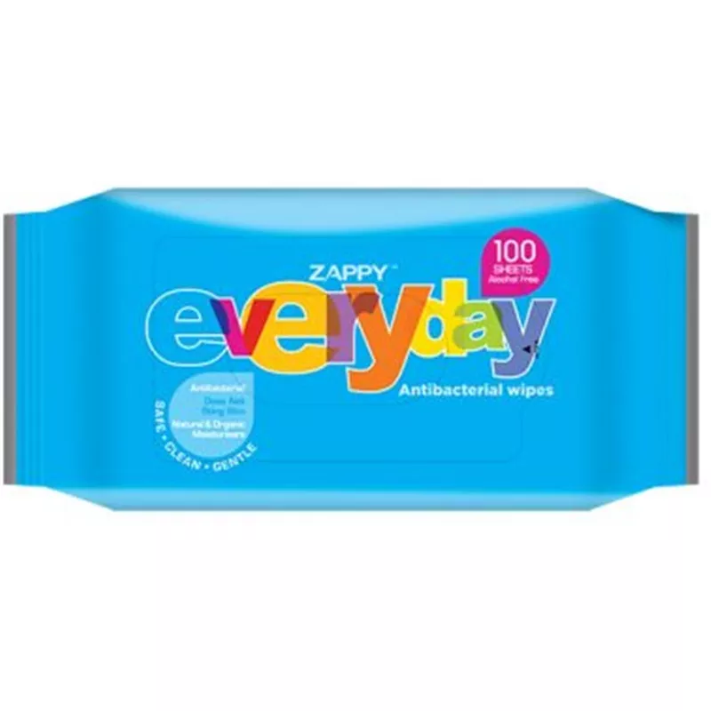 ZAPPY EVERYDAY ANTIBACTERIAL WIPES 100'S