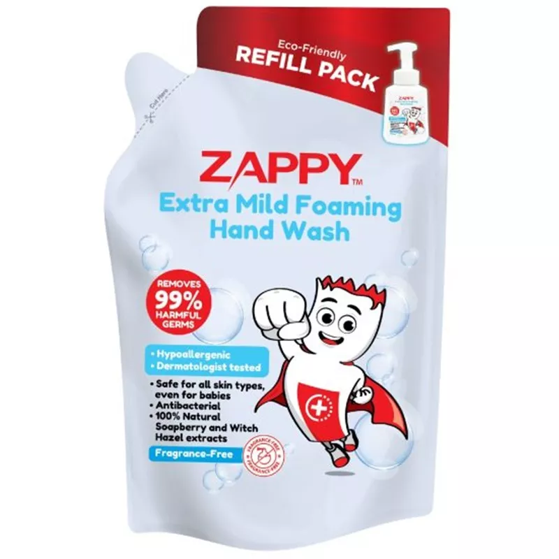 ZAPPY EXTRA MILD FOAMING HAND WASH FRAGRANCE-FREE REFILL - 250ML